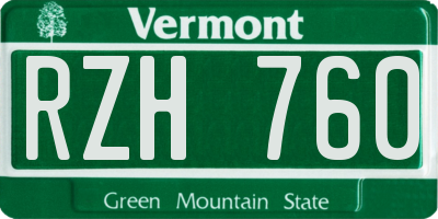 VT license plate RZH760