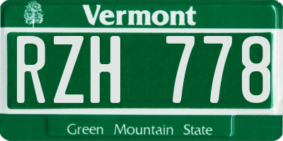 VT license plate RZH778