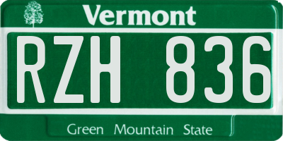 VT license plate RZH836