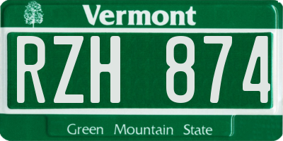 VT license plate RZH874