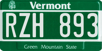 VT license plate RZH893