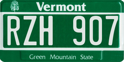 VT license plate RZH907