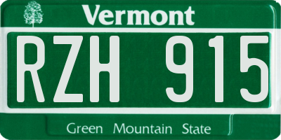 VT license plate RZH915