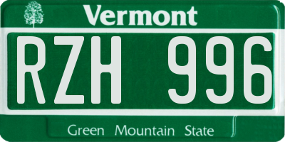 VT license plate RZH996
