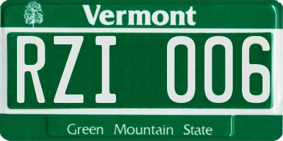 VT license plate RZI006