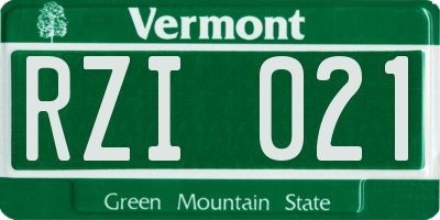 VT license plate RZI021