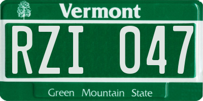 VT license plate RZI047