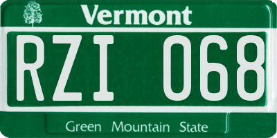 VT license plate RZI068