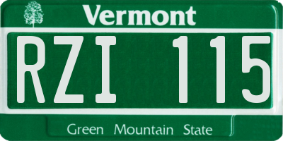 VT license plate RZI115
