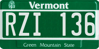 VT license plate RZI136