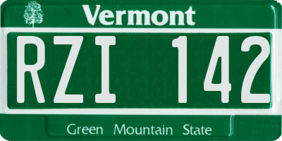 VT license plate RZI142