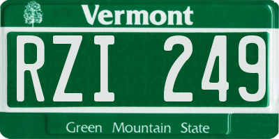 VT license plate RZI249