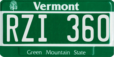 VT license plate RZI360