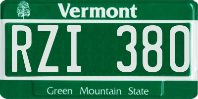 VT license plate RZI380
