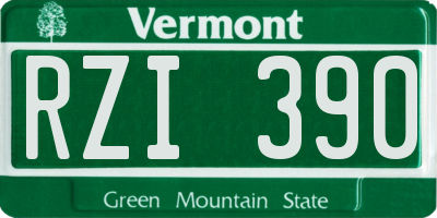 VT license plate RZI390