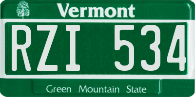 VT license plate RZI534