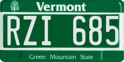 VT license plate RZI685
