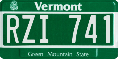 VT license plate RZI741