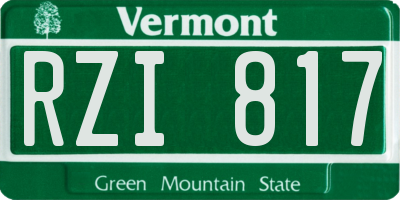 VT license plate RZI817