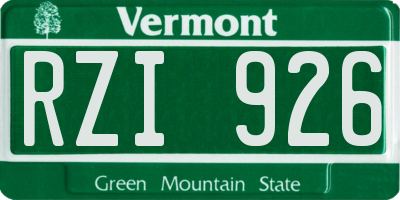 VT license plate RZI926