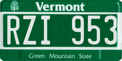 VT license plate RZI953