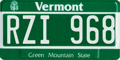 VT license plate RZI968