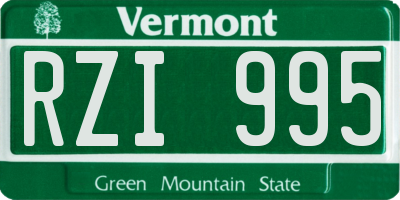 VT license plate RZI995