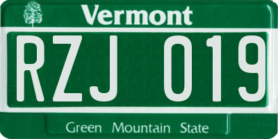 VT license plate RZJ019