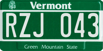 VT license plate RZJ043