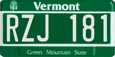 VT license plate RZJ181