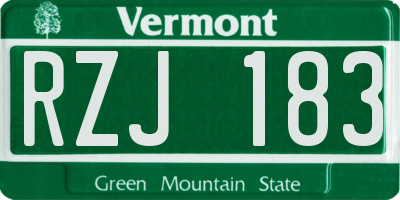 VT license plate RZJ183
