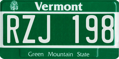 VT license plate RZJ198
