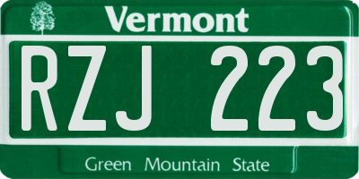 VT license plate RZJ223