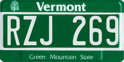 VT license plate RZJ269