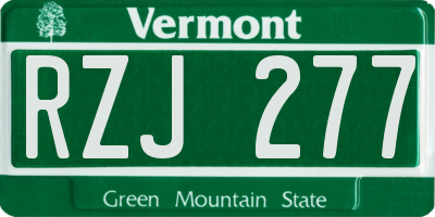 VT license plate RZJ277