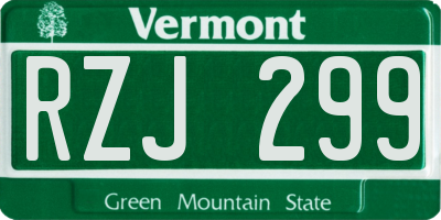 VT license plate RZJ299