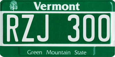 VT license plate RZJ300