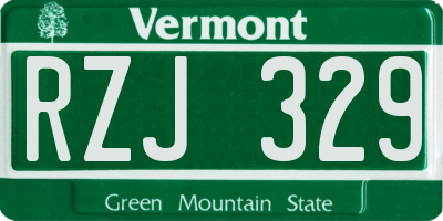 VT license plate RZJ329