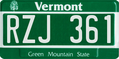 VT license plate RZJ361