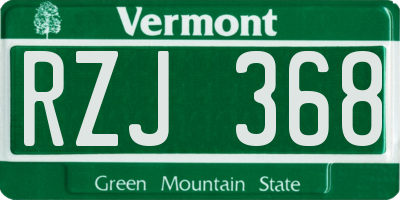 VT license plate RZJ368