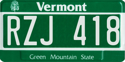 VT license plate RZJ418