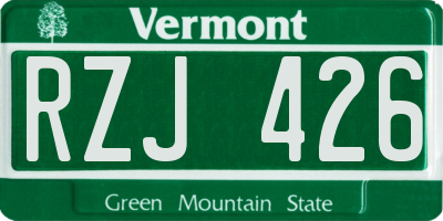 VT license plate RZJ426