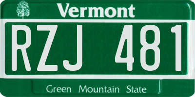 VT license plate RZJ481