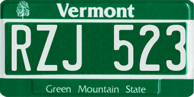 VT license plate RZJ523