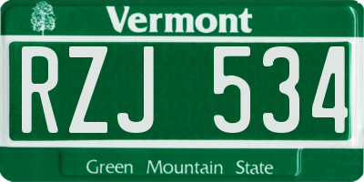 VT license plate RZJ534