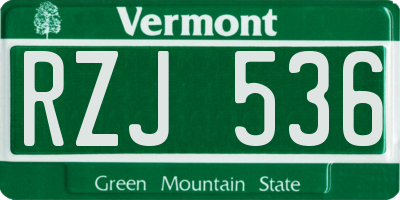 VT license plate RZJ536