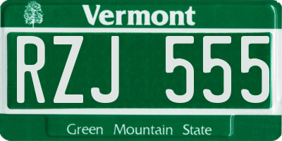 VT license plate RZJ555