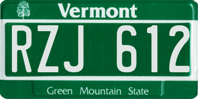 VT license plate RZJ612