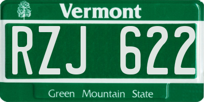 VT license plate RZJ622