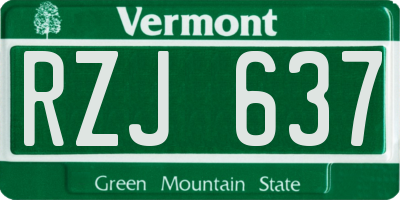 VT license plate RZJ637